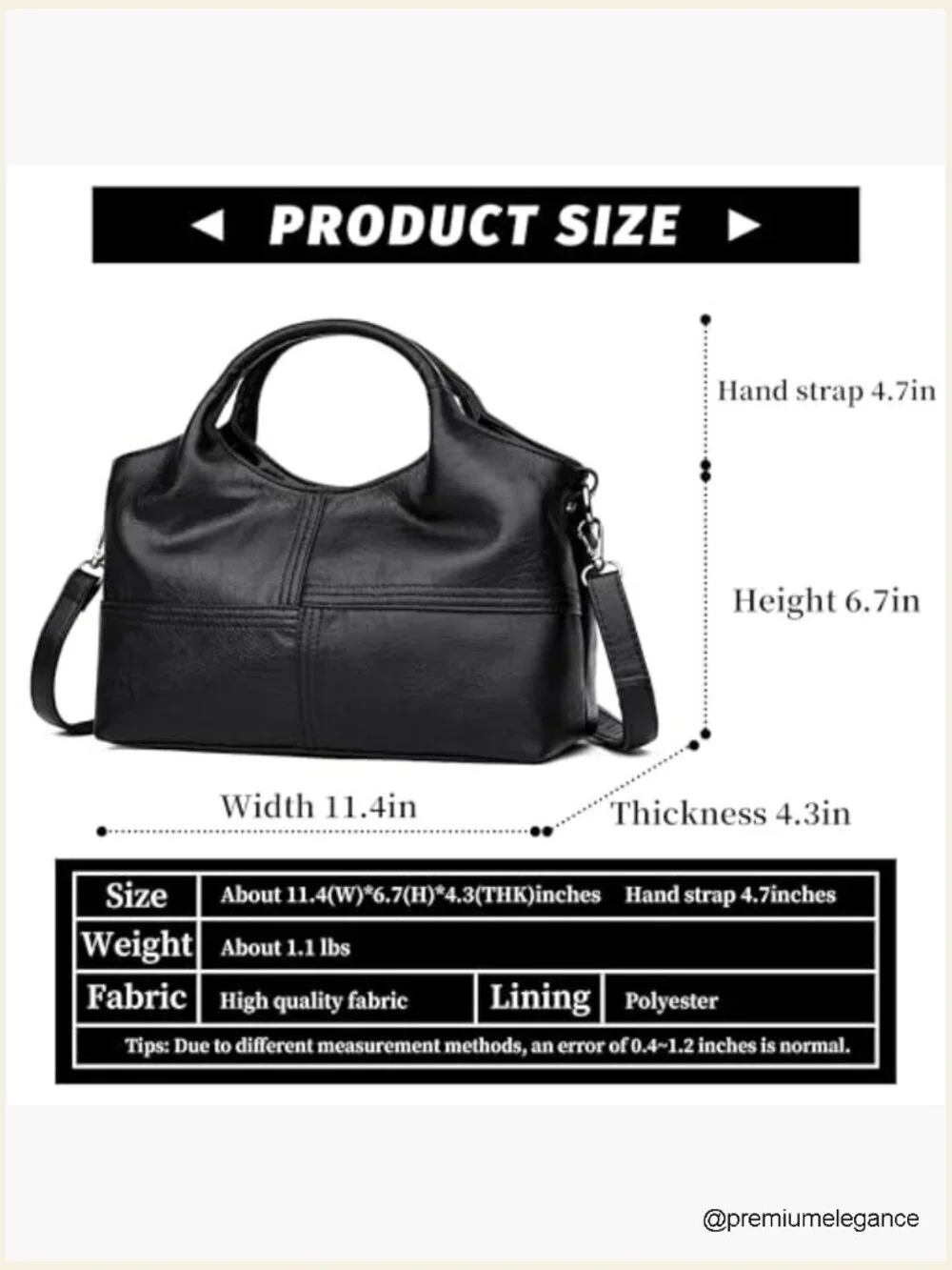 Leather Hobo Bag Shoulder Tote Satchel Handbag Purse Women